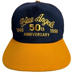 Blue Angels 50th Anniversary Snapback Cap 1946-1996 Navy Yellow Adjustable *READ